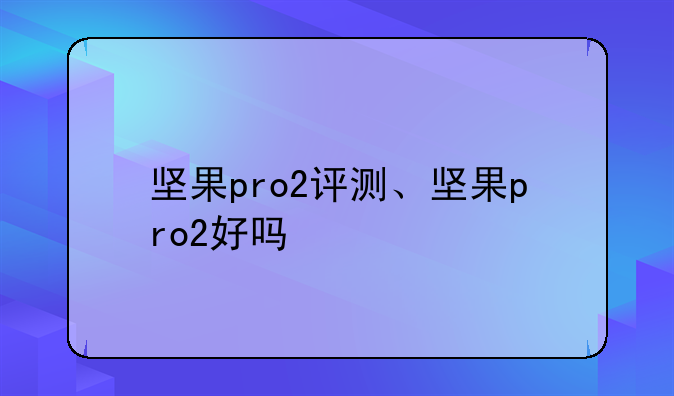 坚果pro2评测、坚果pro2好吗